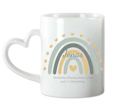 Regenbogentasse mit Wunschtext & Namen - Personalisierte Tasse Geschenk, Geburtstagsgeschenk, Weihnachtstasse, Nikolaustasse, blau