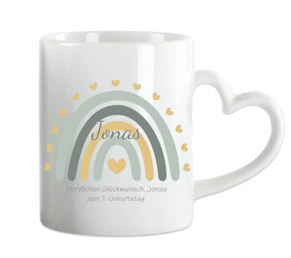 Regenbogentasse mit Wunschtext & Namen - Personalisierte Tasse Geschenk, Geburtstagsgeschenk, Weihnachtstasse, Nikolaustasse, blau