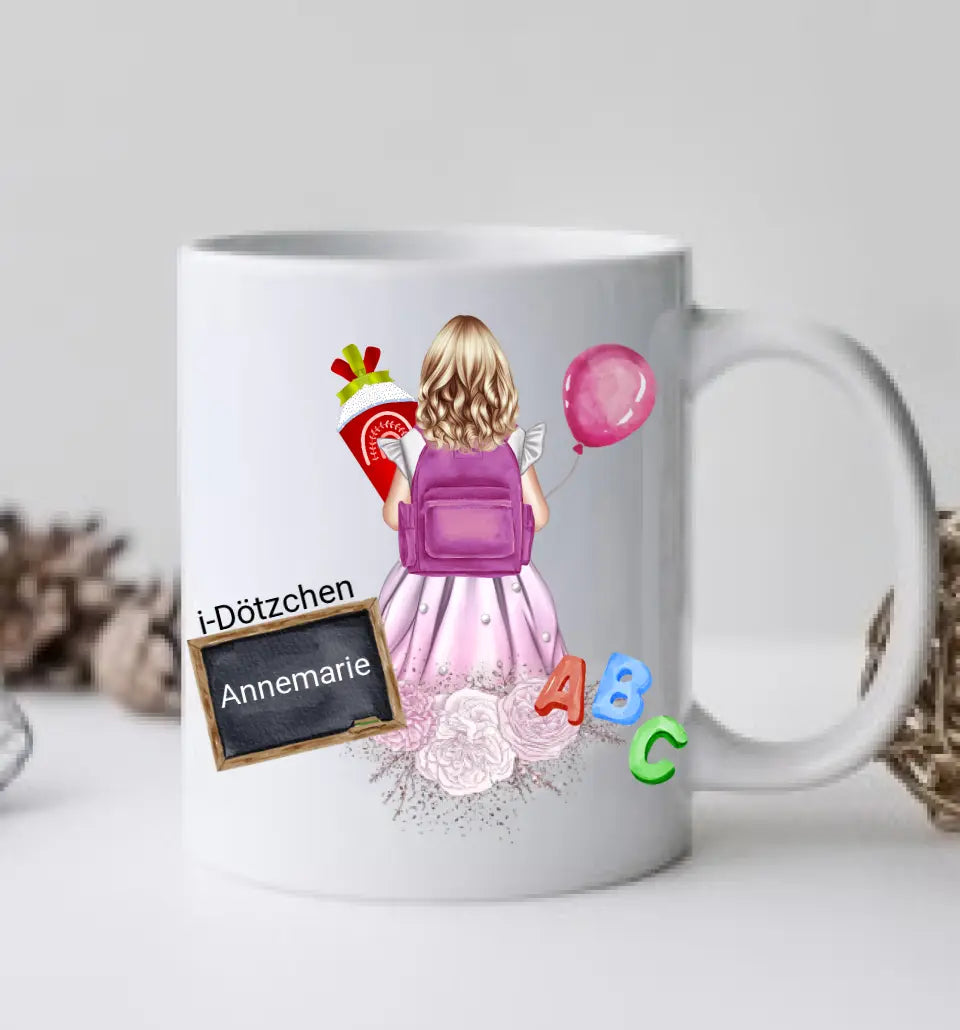 Personalisierte Tasse-Schulkind 2024-Personalisiertes Geschenk zur Einschulung Tasse für Mädchen - Einschulungsgeschenk | Kindertasse