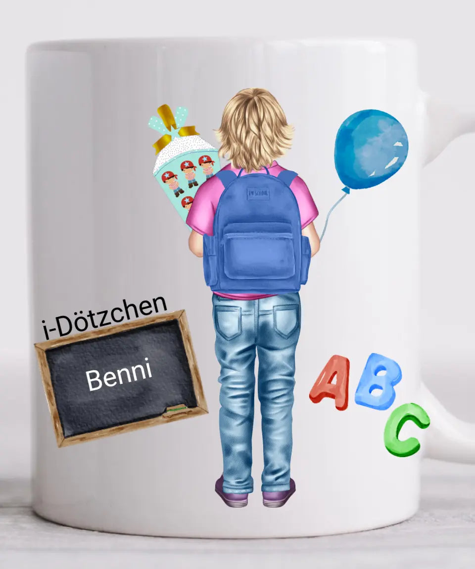 Personalisierte Tassen - Schulkind 2023 -Personalisiertes Geschenk zur Einschulung Tasse für Jungen - Kindertasse Einschulungsgeschenk