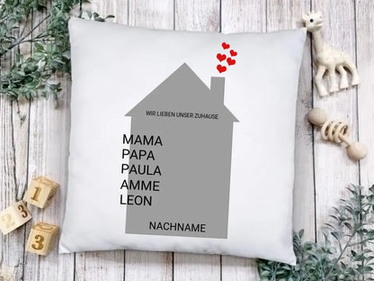 Personalisiertes Kissen Familienhaus Geschenk mit Namen von Zeitraum-Kunstdrucke Geburtstagsgeschenk, Weihnachtsgeschenk für Familie & beste Freunde