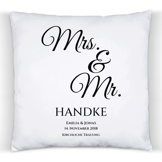 "Mr. & MRS." Kissen Hochzeitsgeschenk | Geschenk  Hochzeitskissen Brautpaar | Geschenkidee zur Hochzeit, Hochzeitstag, Valentinstag, Geburtstag