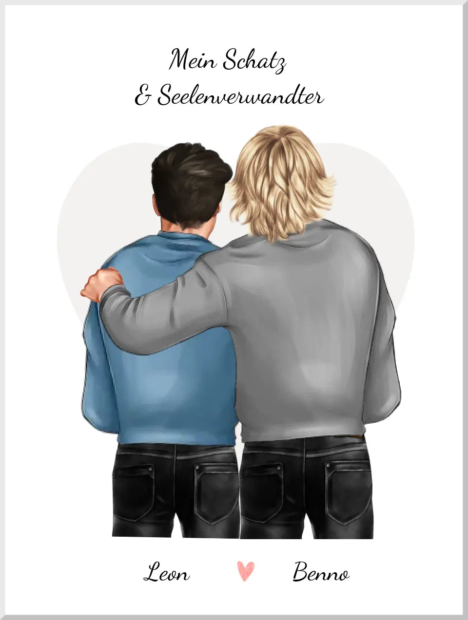 2 Männer Poster - Beste Freunde Partnergeschenk personalisiert - Freundschaft & Valentinstag Geschenk - Geburtstagsgeschenk & Weihnachtsgeschenk