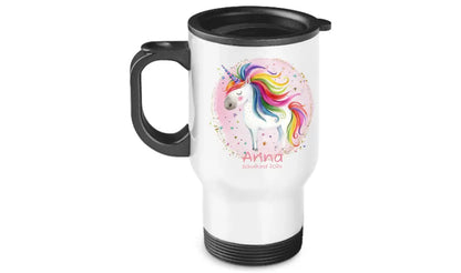 Personalisierter Kinder Becher aus Edelstahl mit Einhorn, Namen und Text | Kinderbecher Geschenk Einschulung & Geburtstag | Edelstahl-Thermobecher für Kinder personalisiert