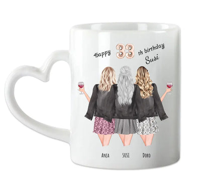 Personalisierte Tasse zum 33. Geburtstag Geschenk Frau - 3 beste Freundinnen Geschenk mit Name