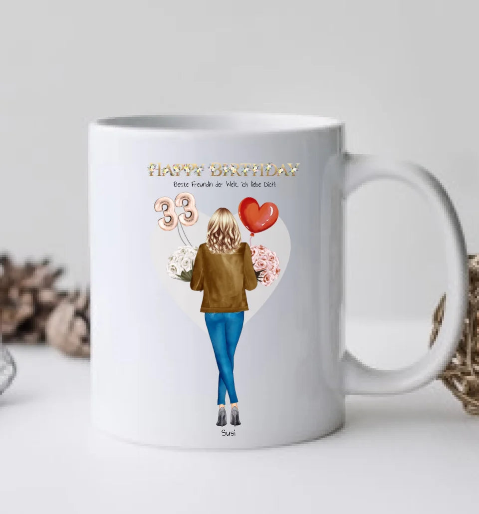 30 Geburtstag Geschenk Frau, Freundin, Mama & Mädchen Tasse personalisiert