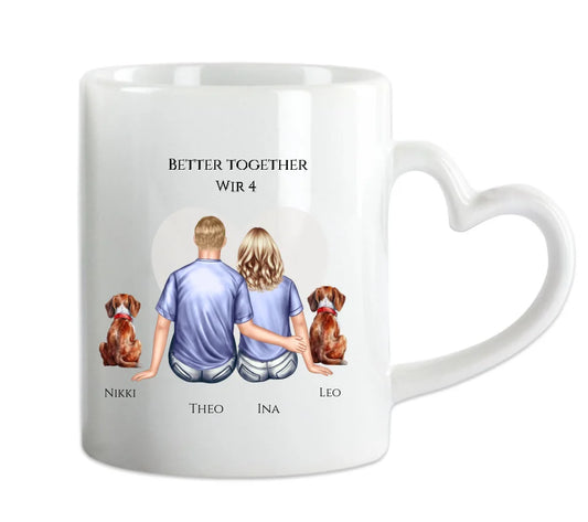 Geschenk Hundebesitzer Paar mit 2 Hunden - Personalisierte Tasse Geburtstagsgeschenk Weihnachtsgeschenk