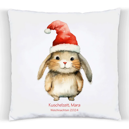 Nikolausgeschenk, Weihnachtsgeschenk kuscheliges Kinder Kissen mit Hase Namen und Wunschtext personalisierbar, Kinderzimmer