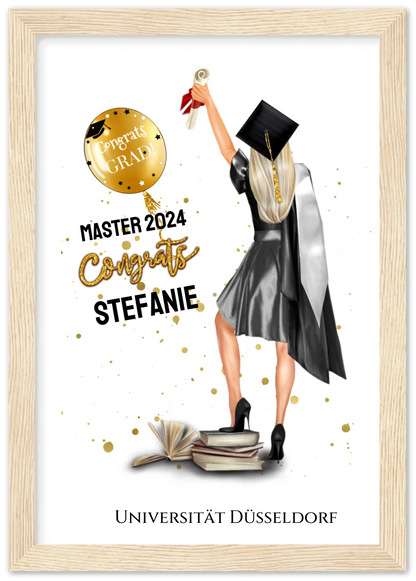 Abschlussgeschenk personalisiertes Poster Geschenk Bachelor - Geschenk Master - Geschenk Abitur - Schulabschluss Mädchen, Frau