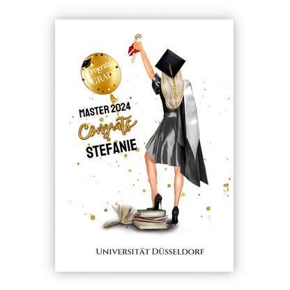 Abschlussgeschenk personalisiertes Poster Geschenk Bachelor - Geschenk Master - Geschenk Abitur - Schulabschluss Mädchen, Frau