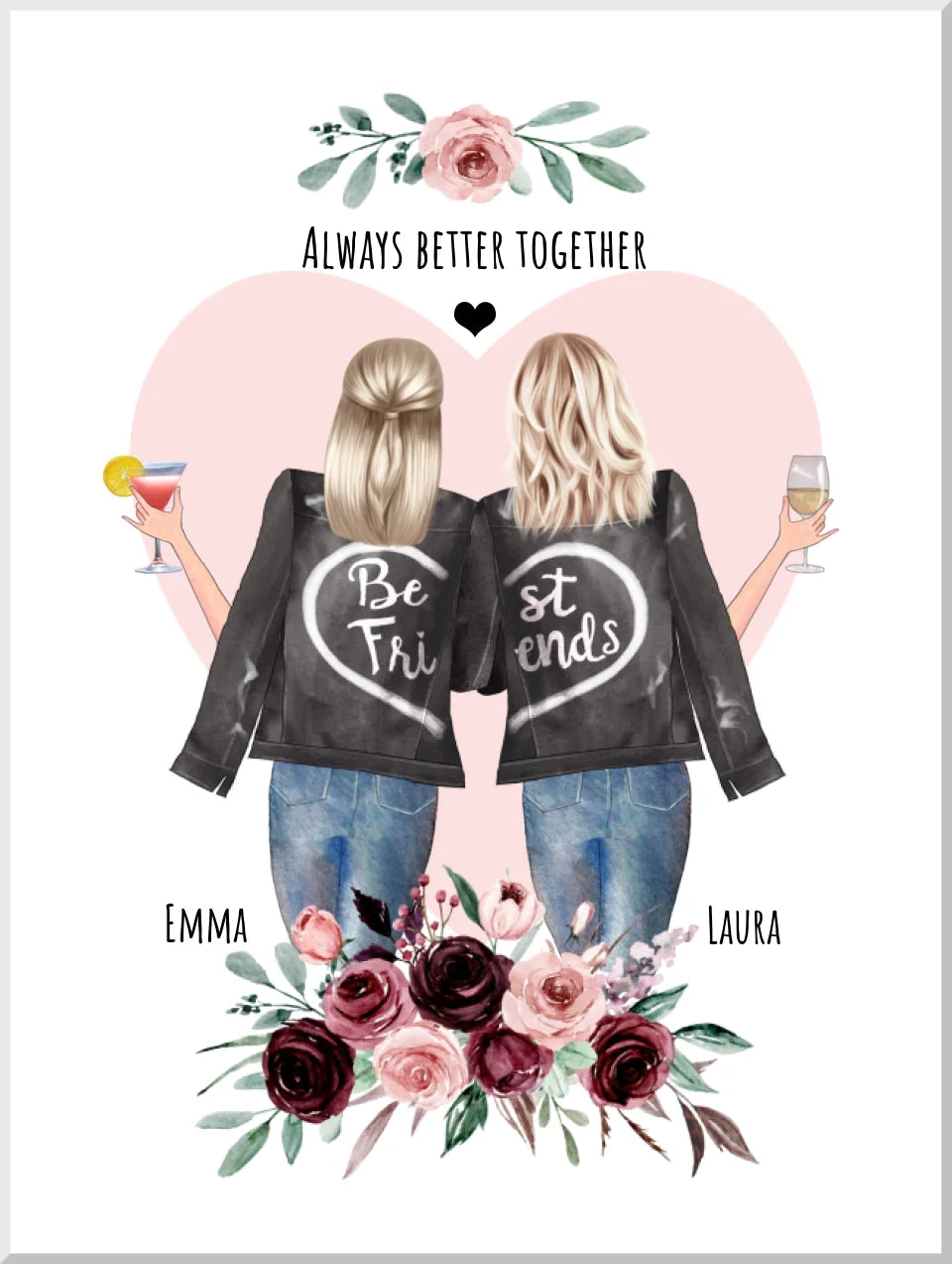 Geschenk beste Freundin Poster personalisiert | Freundinnen Bild - Geburtstagsgeschenk Schwester