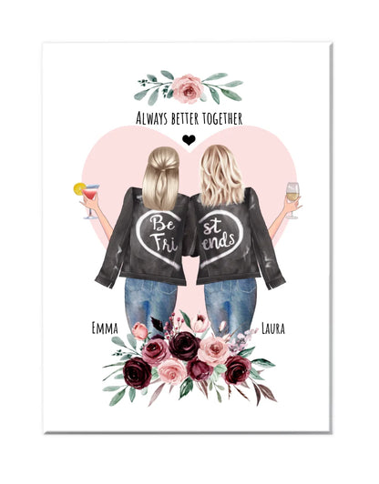2 Beste Freundinnen Bild Poster Geburtstag Geschenk Schwester personalisiert
