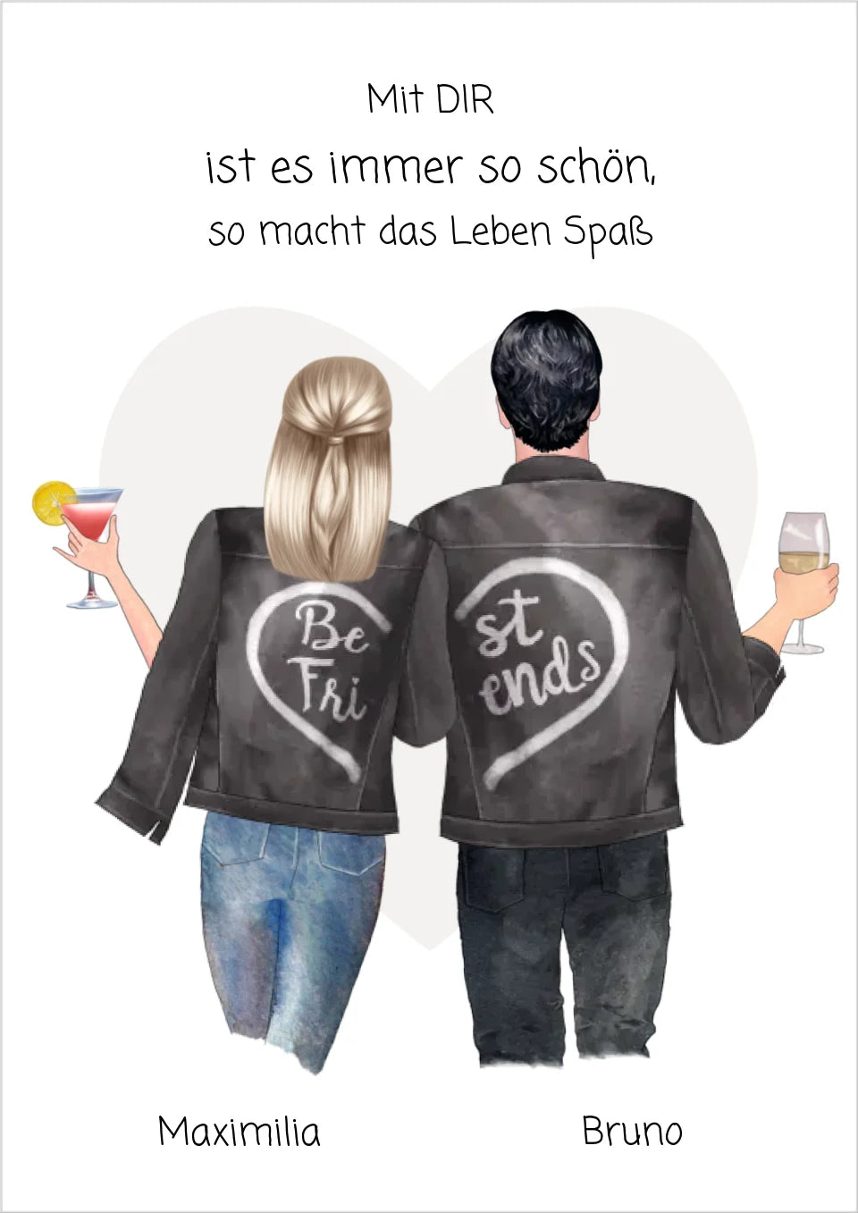 Personalisiertes Geschenk Freund, Geschenk Freundin - Pärchenbild Partnerbild Poster mit Spruch