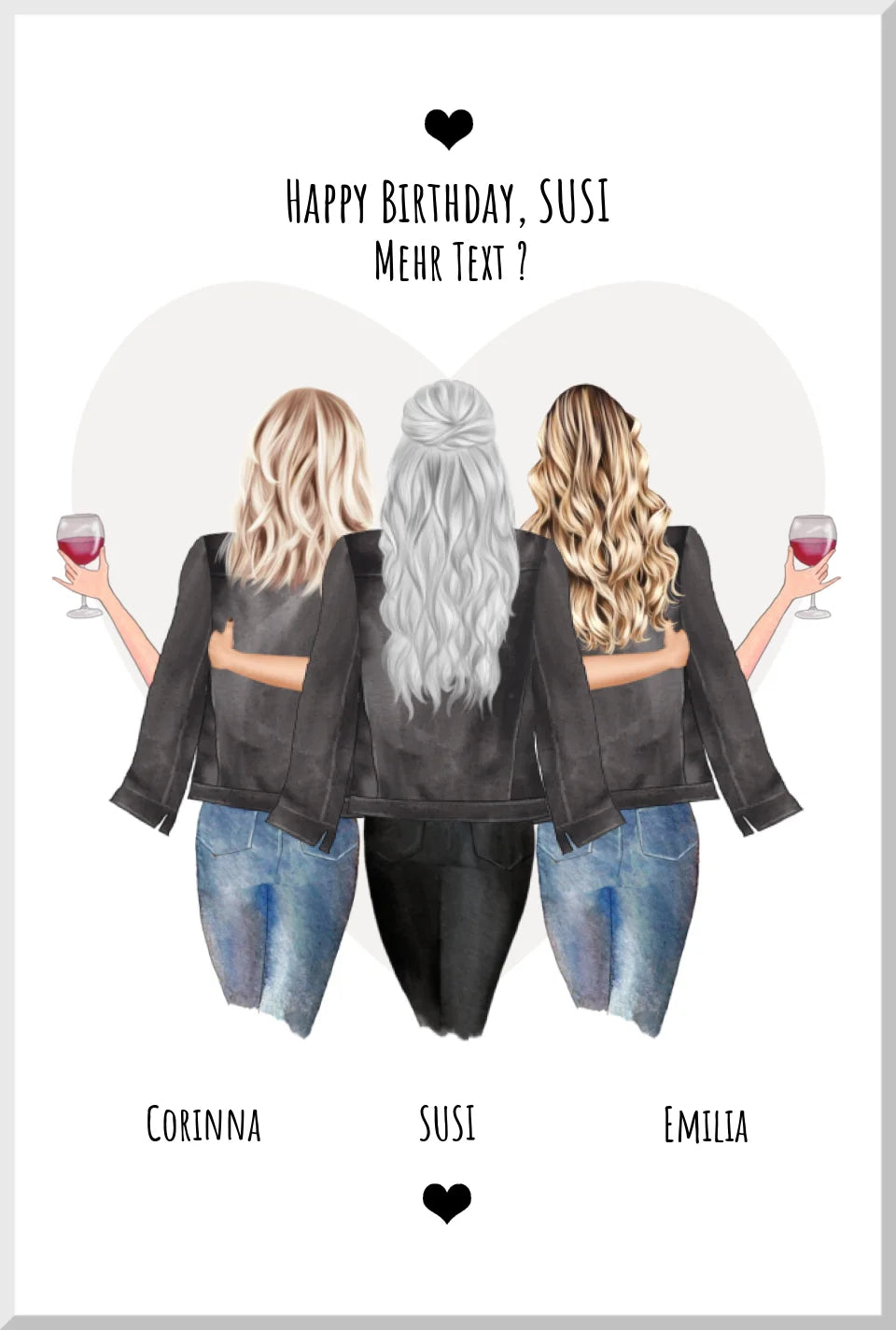 3 beste Freundinnen personalisiertes Poster - Geburtstagsgeschenk Happy Birthday to YOU