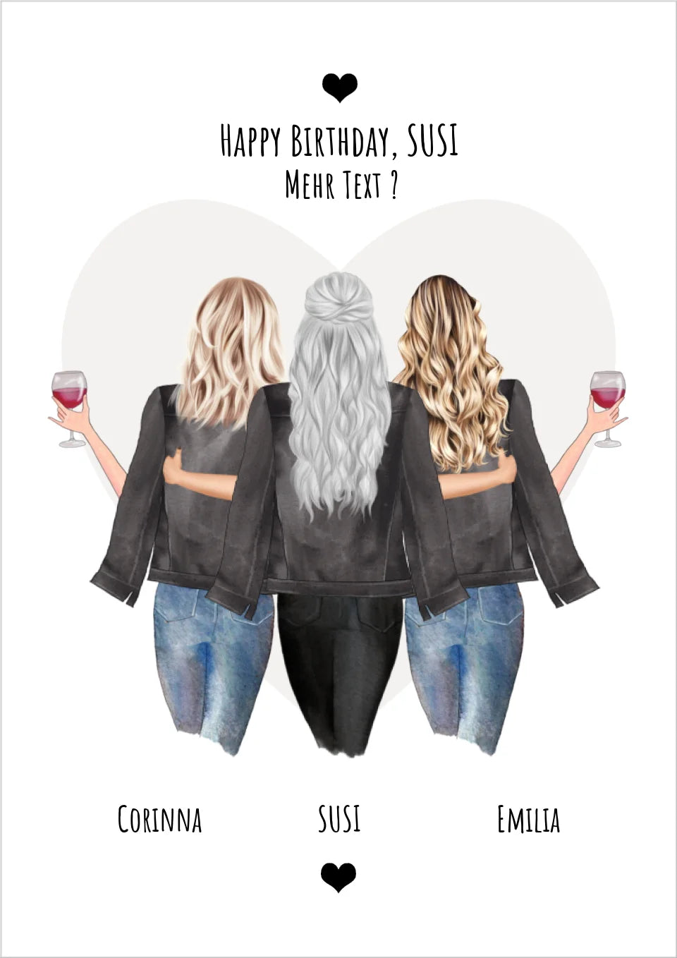 3 beste Freundinnen personalisiertes Poster - Geburtstagsgeschenk Happy Birthday to YOU