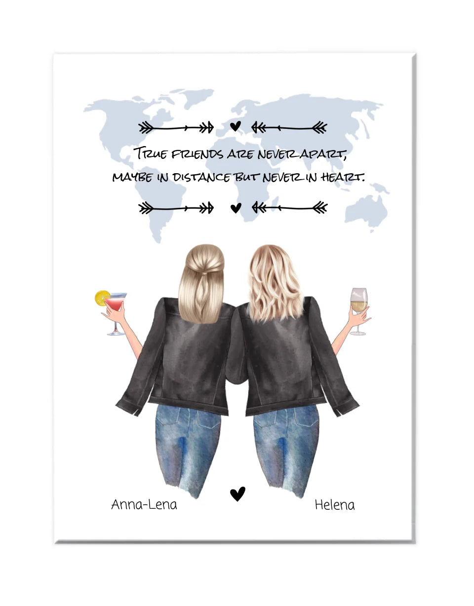 2 Beste Freundinnen Poster Geschenk mit Spruch personalisiert, Geburtstagsgeschenk Freundin Bild