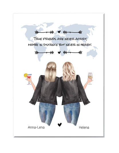 2 Beste Freundinnen Poster Geschenk mit Spruch personalisiert, Geburtstagsgeschenk Freundin Bild