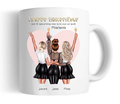 Geburtstagsgeschenk Personalisierte Tasse Geburtstag Geschenk für Frauen - Geschenk für Freundin / 3 Freundinnen &  Mädchen