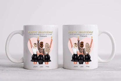 Personalisierte Tasse Geburtstag Geschenk für Frauen - Geschenk für  Freundin / 3 Freundinnen, Schwester, Mädchen mit Name