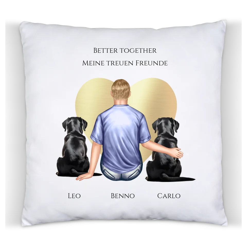 Personalisiertes Geschenk Mann/ Freund mit 2 Hunden Deko Kissen - Geburtstagsgeschenk  personalisiert Geschenk Hundebesitzer Weihnachtsgeschenk