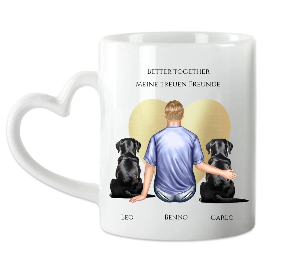 Personalisierte Tasse Geschenk Hundebesitzer - Mann/ Freund  mit 2 Hunden - Geburtstagsgeschenk Weihnachtsgeschenk