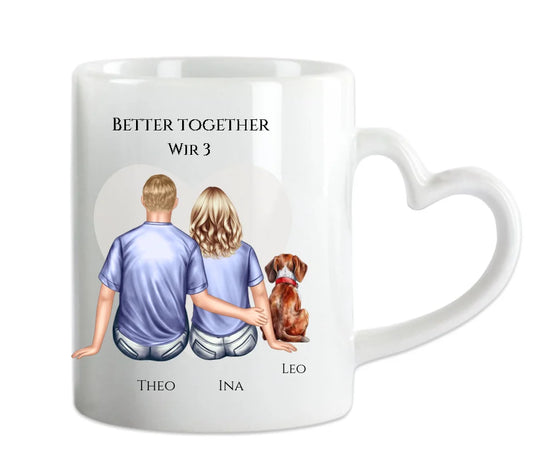 Geschenk Hundebesitzer personalisiert - Paar mit Hund - Personalisierte Tasse Geburtstagsgeschenk, Weihnachtsgeschenk