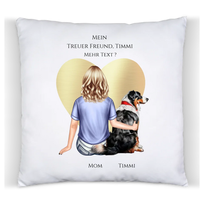 Personalisiertes Hundebesitzerin Geschenk für Freundin, Mädchen mit Hund - Deko Kissen Geburtstagsgeschenk, Weihnachtsgeschenk