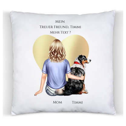 Personalisiertes Hundebesitzerin Geschenk für Freundin, Mädchen mit Hund - Deko Kissen Geburtstagsgeschenk, Weihnachtsgeschenk