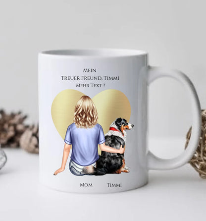 Geschenk Mädchen / Frau mit Hund Tasse personalisiert - Geburtstagsgeschenk Geschenk Hundebesitzerin Weihnachtsgeschenk