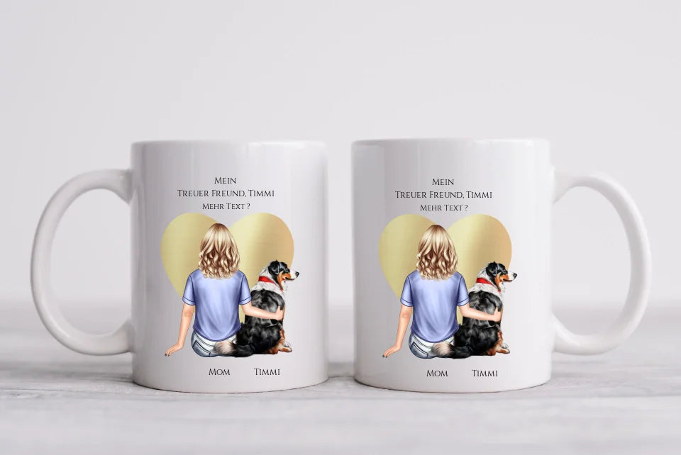 Geschenk Mädchen / Frau mit Hund Tasse personalisiert - Geburtstagsgeschenk Geschenk Hundebesitzerin Weihnachtsgeschenk