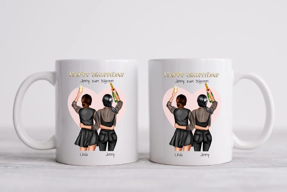 30 Geburtstag Geschenk Freundin - personalisierte Tasse 3 Freundinnen - Geschenkidee Geburtstag Glückwünsche