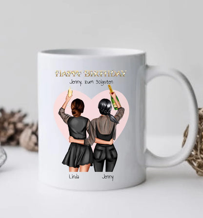 30 Geburtstag Geschenk Freundin - personalisierte Tasse 3 Freundinnen - Geschenkidee Geburtstag Glückwünsche