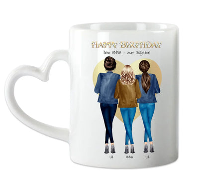 30 Geburtstag Geschenk Frau & Freundin - Personalisierte Tasse Geschenkidee 3 Freundinnen mit Name