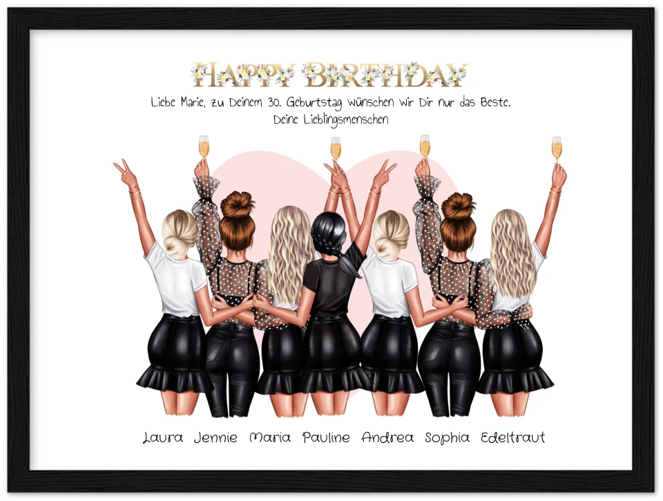 Geburtstagsgeschenk Freundin - 7 Beste Freundinnen Bild | Poster Freundin personalisiert | Geburtstagsgeschenk Schwester, Mama, Kollegin