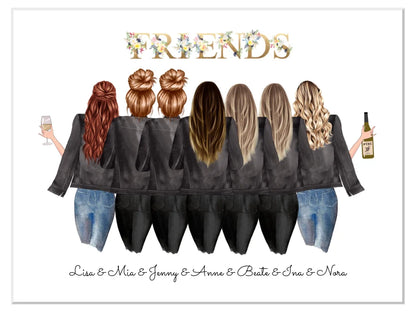 7 Beste Freundinnen Poster personalisiertes Geburtstagsgeschenk - Freundin Bild Geschenk Geburtstag