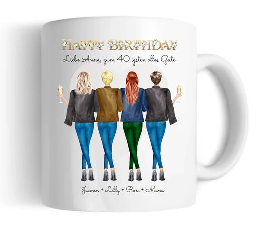 40. Geburtstag Freundin Geschenk personalisierte Tasse - Geburtstagsgeschenk Frau / 4 Freundinnen & Mädchen