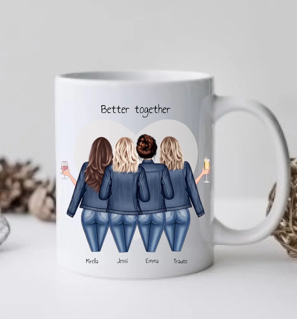 4 Beste Freundinnen Tasse Geschenk personalisiert - Geschenk Freundin Geburtstagsgeschenk