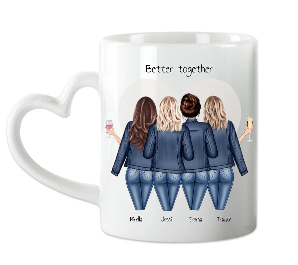 4 Beste Freundinnen Tasse Geschenk personalisiert - Geschenk Freundin Geburtstagsgeschenk