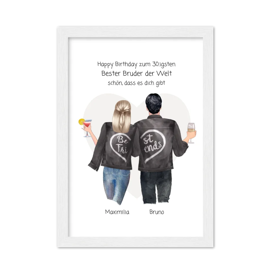 Geschenk 30 Geburtstag Bruder Poster - Bild von Schwester - Geburtstagsgeschenk & Weihnachtsgeschenk