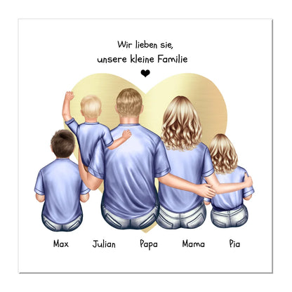 Personalisiertes Geschenk Familie Familienbild mit 2+3 Kindern