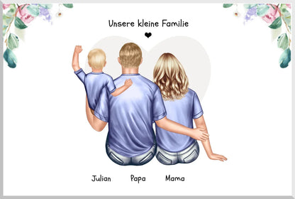 Familienbild mit Baby - Geschenk Papa -Geschenk Mama - Geschenk Vatertag - Geschenk Muttertag - Papa Vatertagsgeschenk