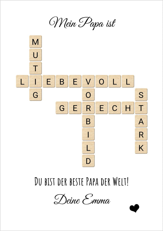 Papa / Vater Weihnachtsgeschenk personalisiert Bild im Scrabble Style | Geburtstagsgeschenk Vater mit Namen