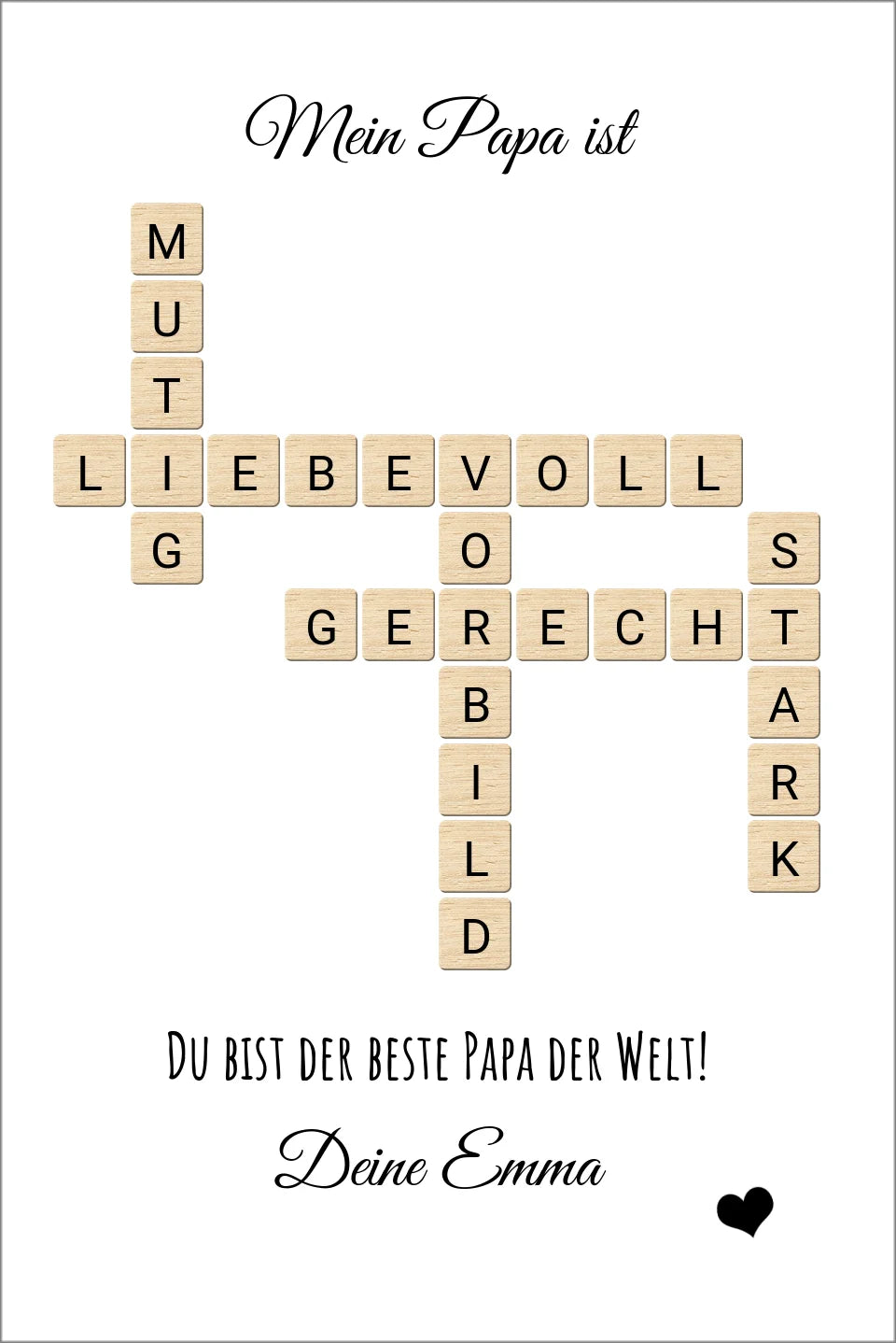 Papa / Vater Weihnachtsgeschenk personalisiert Bild im Scrabble Style | Geburtstagsgeschenk Vater mit Namen