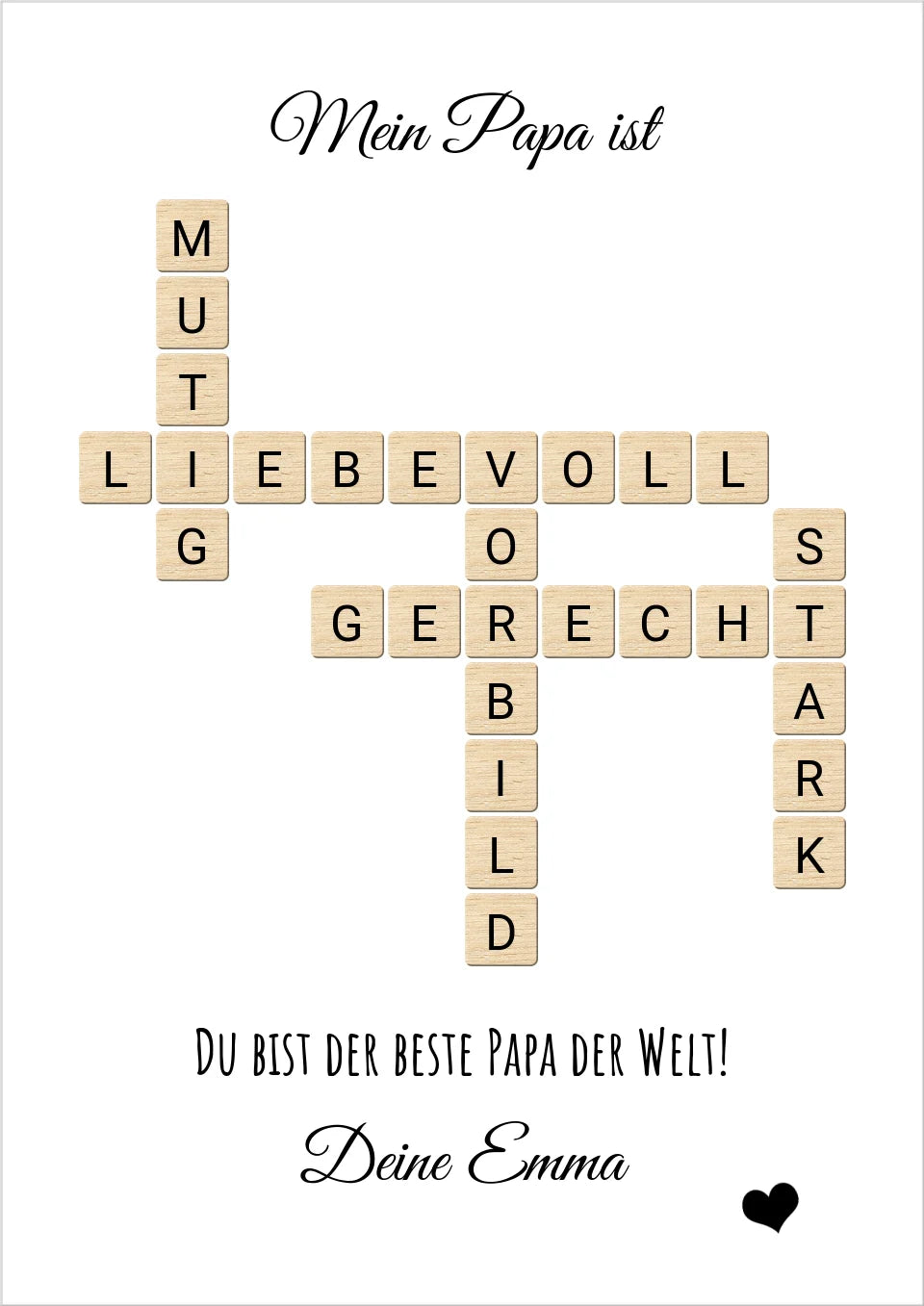 Papa / Vater Weihnachtsgeschenk personalisiert Bild im Scrabble Style | Geburtstagsgeschenk Vater mit Namen