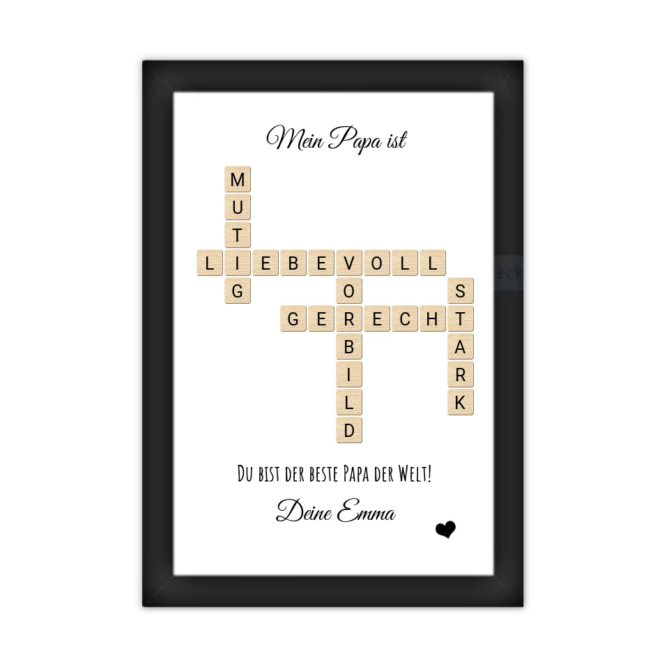 Papa / Vater Weihnachtsgeschenk personalisiert Bild im Scrabble Style | Geburtstagsgeschenk Vater mit Namen