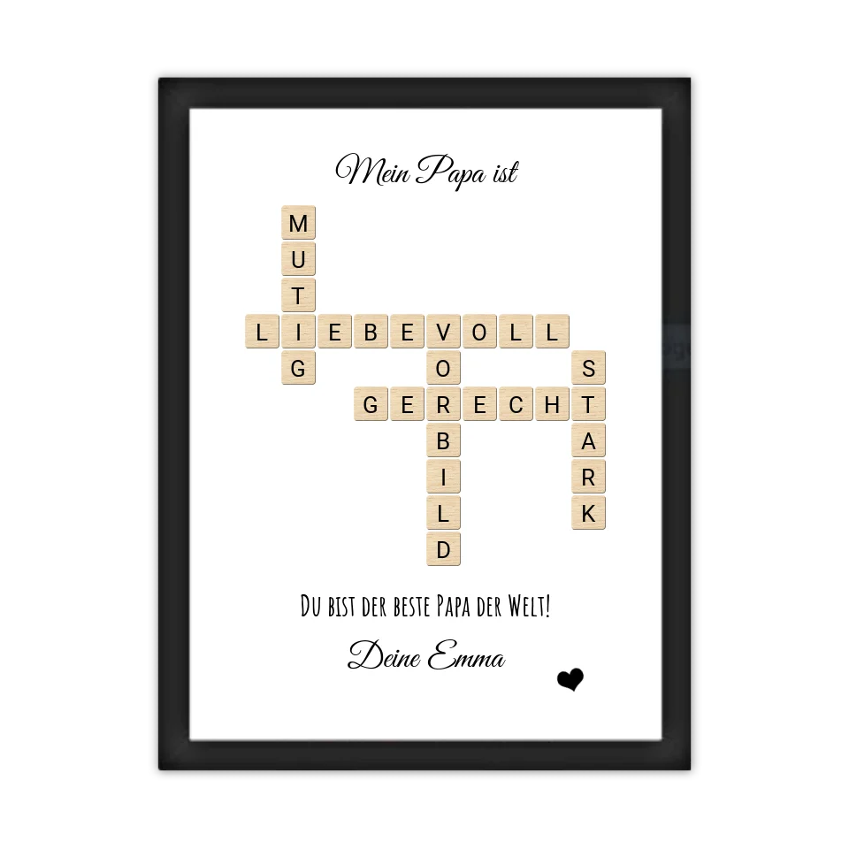 Papa / Vater Weihnachtsgeschenk personalisiert Bild im Scrabble Style | Geburtstagsgeschenk Vater mit Namen