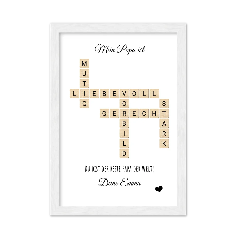 Papa / Vater Weihnachtsgeschenk personalisiert Bild im Scrabble Style | Geburtstagsgeschenk Vater mit Namen