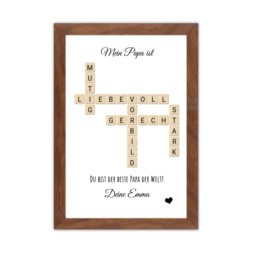 Papa / Vater Weihnachtsgeschenk personalisiert Bild im Scrabble Style | Geburtstagsgeschenk Vater mit Namen