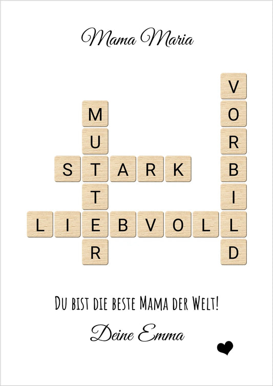 Mama / Mutter Weihnachtsgeschenk personalisiert Bild im Scrabble Style | Geburtstagsgeschenk Mutter mit Namen