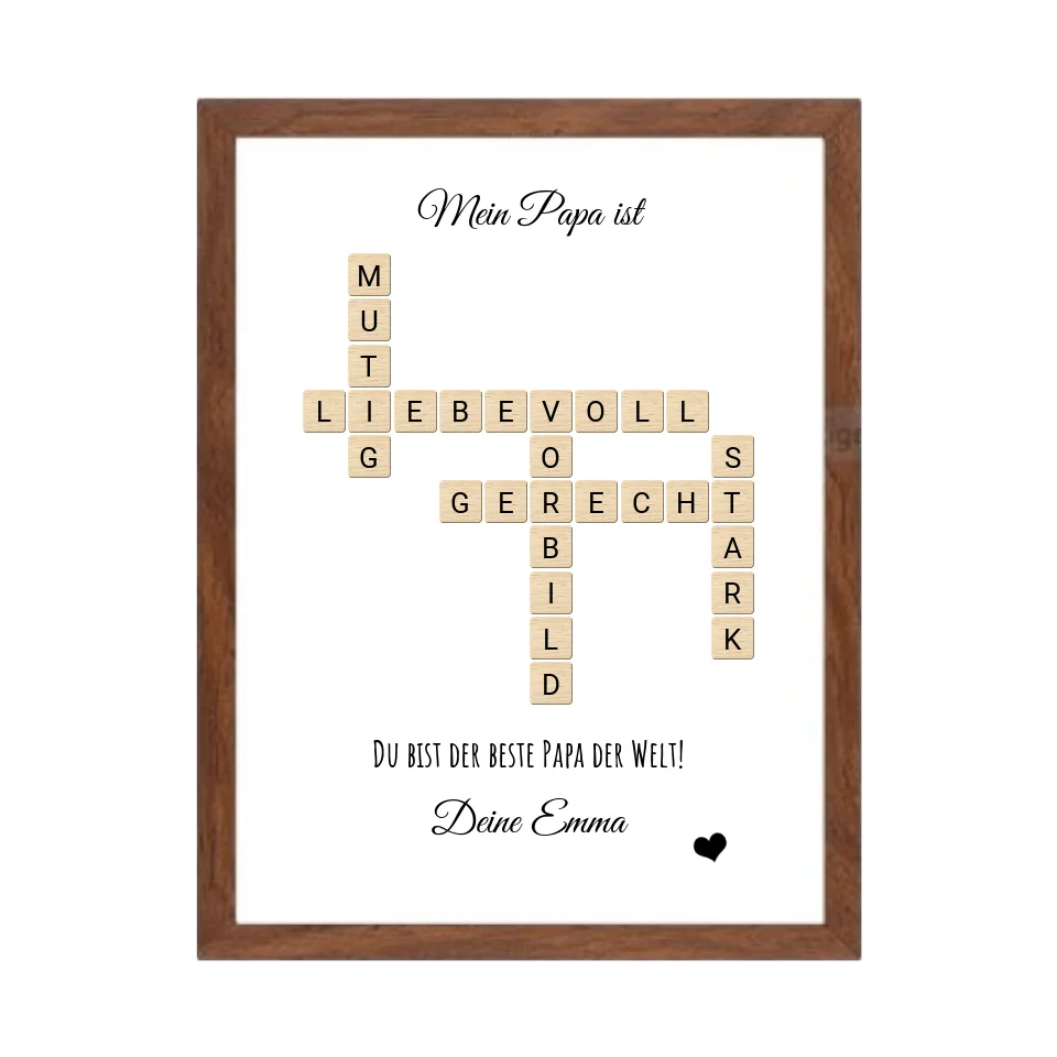 Papa / Vater Weihnachtsgeschenk personalisiert Bild im Scrabble Style | Geburtstagsgeschenk Vater mit Namen